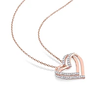 Julianna B Rose Plated Sterling Silver 0.20CTW Diamond Heart Pendant