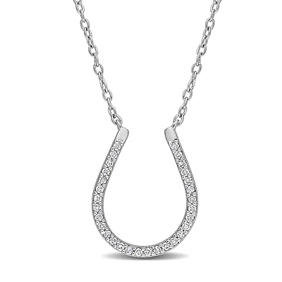 Julianna B Sterling Silver 0.15CTW Diamond Horseshoe Necklace