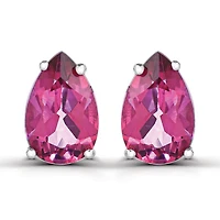 Sterling Silver Pear Shape Topaz Stud Earrings