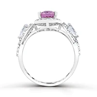 Sterling Silver Pink Topaz and White Topaz Ring