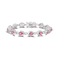 Sterling Silver Pear Shape Pink Topaz and White Topaz Bracelet