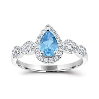 Sterling Silver Sky Blue Topaz and White Topaz Ring