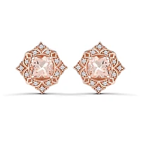 10K Rose Gold Morganite and White Sapphire Stud Earrings
