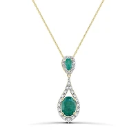 10K Yellow Gold 18" Emerald and Diamond Pendant