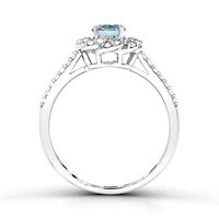 10K White Gold Aquamarine and White Sapphire Ring