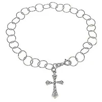 Sterling Silver Cross Charm Bracelet