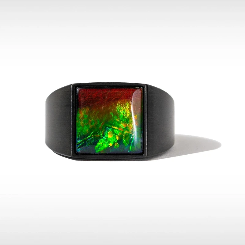 KORITE MIDNIGHT Black Titanium Ammolite Ring