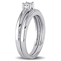 Julianna B Sterling Silver 0.18CTW Diamond Bridal Set