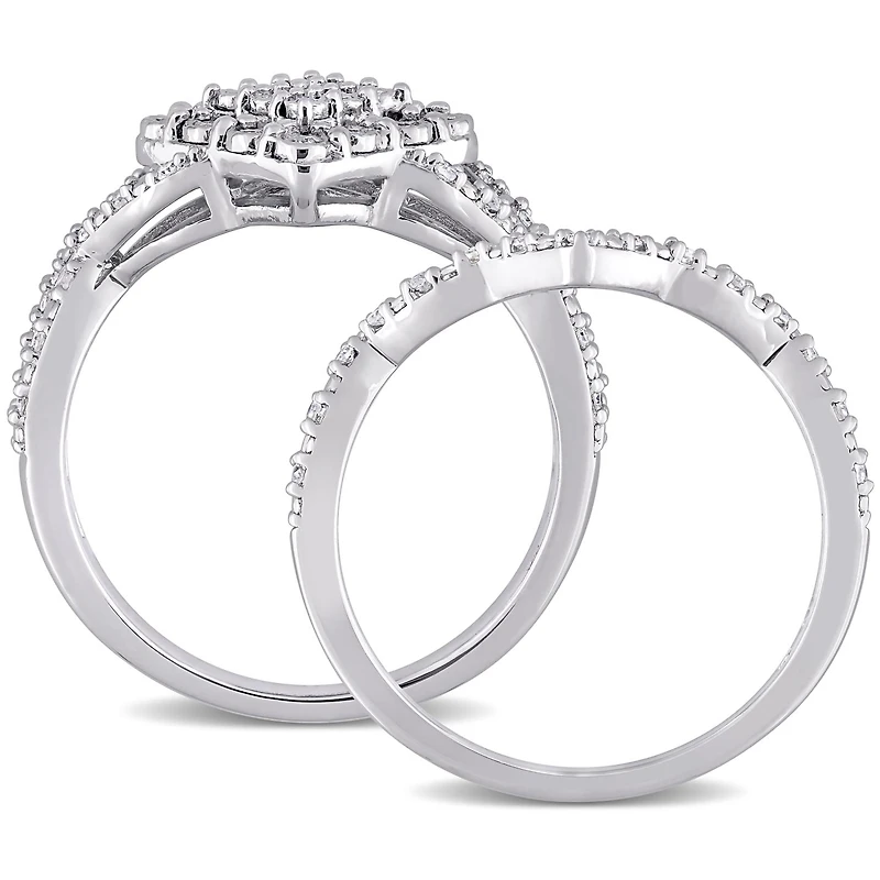 Julianna B Sterling Silver 0.27CTW Diamond Bridal Set