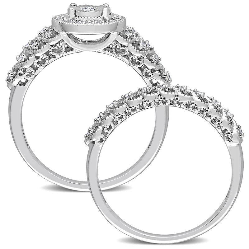 Julianna B Sterling Silver 0.30CTW Diamond Bridal Set