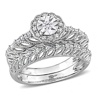 Julianna B Sterling Silver 0.24CTW Diamond Bridal Set