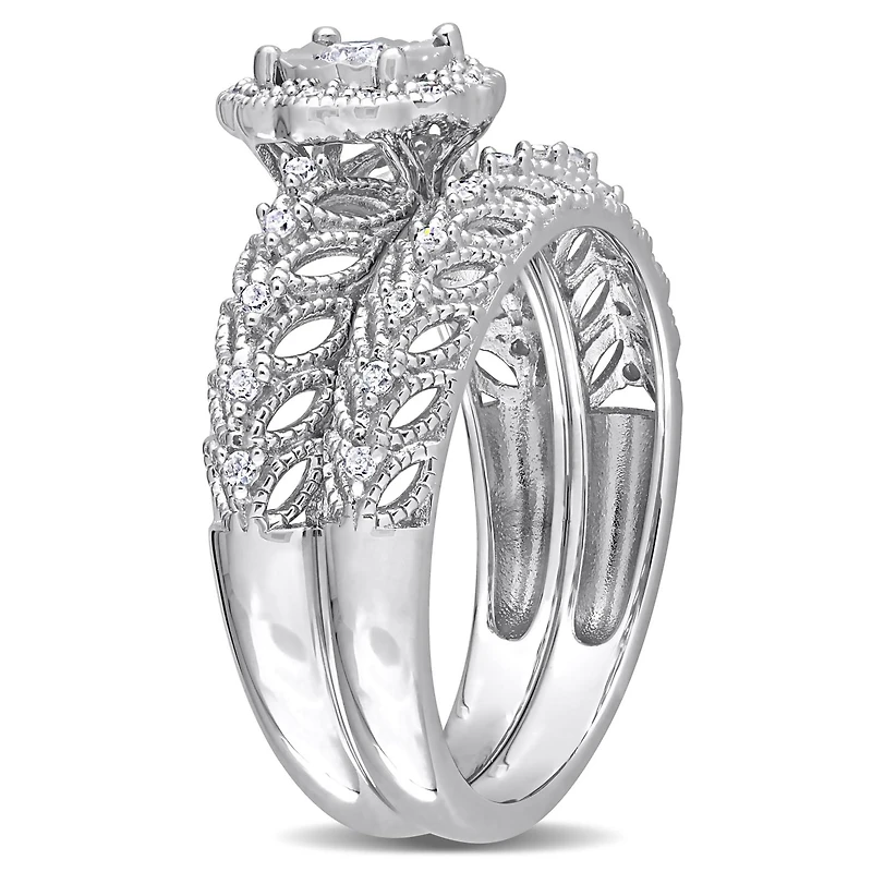 Julianna B Sterling Silver 0.24CTW Diamond Bridal Set