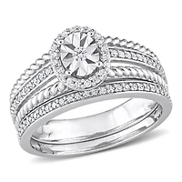 Julianna B Sterling Silver 0.33CTW Diamond Bridal Set