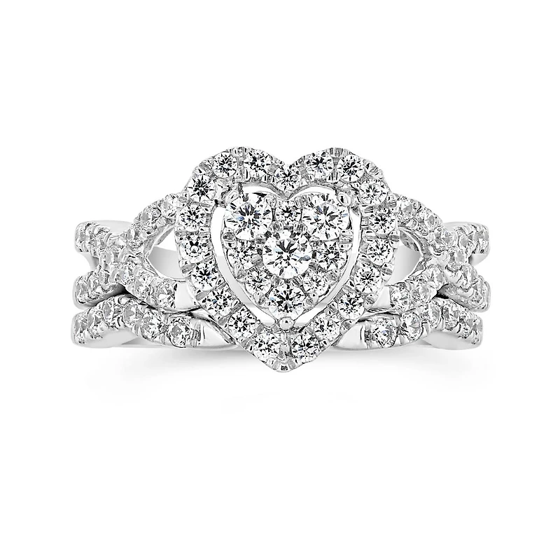 10K White Gold 1.00CTW Diamond Bridal Set
