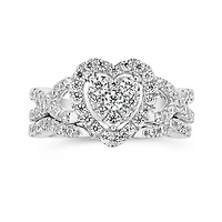 10K White Gold 1.00CTW Diamond Bridal Set