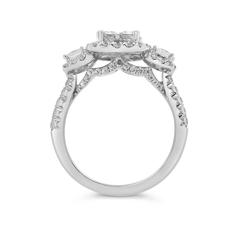 14K White Gold 1.50CTW Diamond Princessa Bridal Ring