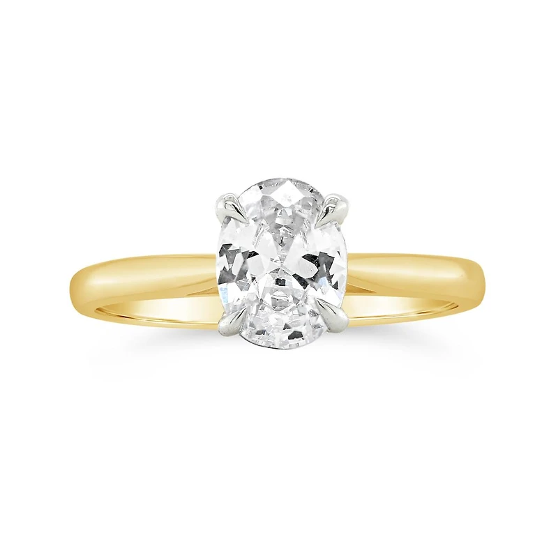 14K Yellow Gold Lab Grown 1.00CT Oval Shaped Diamond Solitaire Ring