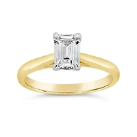 14K Yellow Gold Lab Grown 1.00CT Emerald Shaped Diamond Solitaire Ring