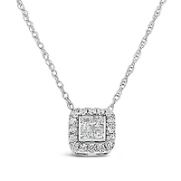 10K White Gold 0.50CTW Diamond Princessa Pendant