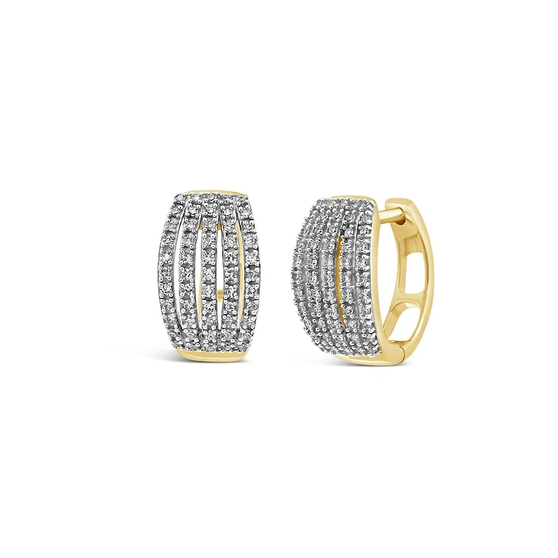 10K Yellow Gold 0.25CTW Diamond Hoop Earrings