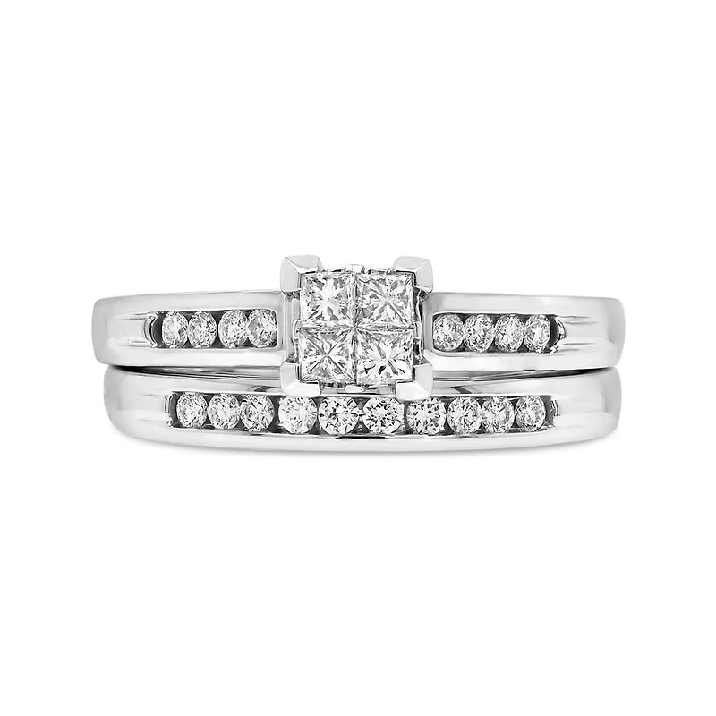 14K White Gold 0.50CTW Diamond Princessa Bridal Set