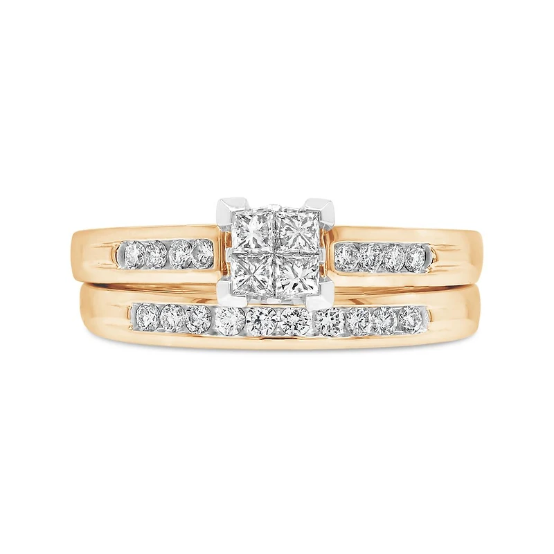14K Yellow Gold 0.50CTW Diamond Princessa Bridal Set