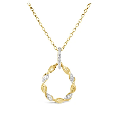 10K Yellow Gold Diamond Oval Shaped Pendant