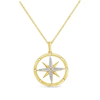 10K Yellow Gold Diamond Compass Pendant