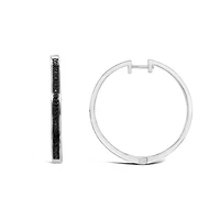 Sterling Silver 0.23CTW Black Diamond Hoop Earrings
