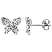 Julianna B 10K White Gold 0.20CTW Diamond Butterfly Studs
