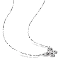 Julianna B 10K White Gold 0.13CTW Diamond Butterfly Necklace