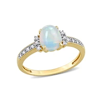 Julianna B 10K Yellow Gold 0.07 CTW Diamond & Blue Ethiopian Opal Ring