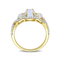 Julianna B 10K Yellow Gold 0.33CT Diamond & Blue Ethiopian Opal Ring