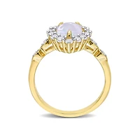 Julianna B 10K Yellow Gold 0.02CT Diamond, Opal & Created White Sapphire Ring