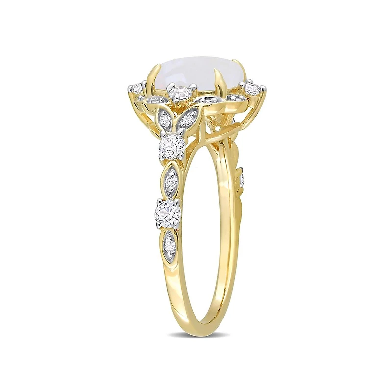 Julianna B 10K Yellow Gold 0.06CT Diamond, Opal & White Sapphire Ring