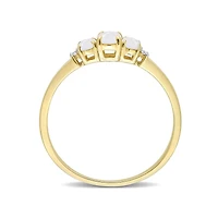 Julianna B 10K Yellow Gold 0.02CT Diamond & Opal 3 Stone Ring