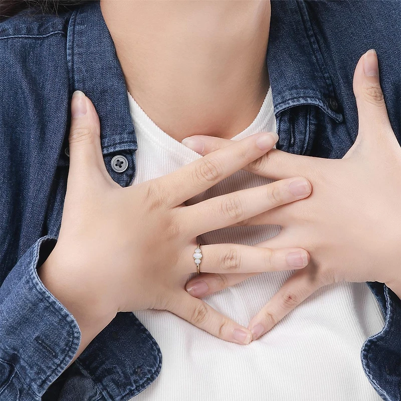 Julianna B 10K Yellow Gold 0.02CT Diamond & Opal 3 Stone Ring