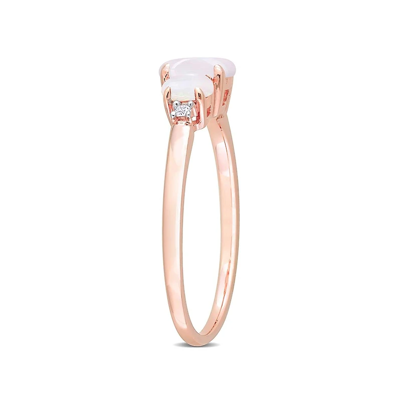 Julianna B 10K Rose Gold 0.02CT Diamond & Opal 3 Stone Ring