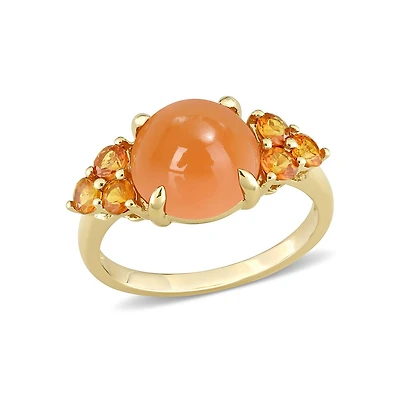 Julianna B 14K Yellow Gold Orange Moonstone & Sapphire Ring