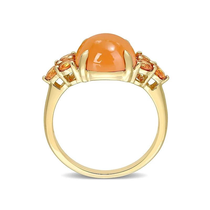 Julianna B 14K Yellow Gold Orange Moonstone & Sapphire Ring