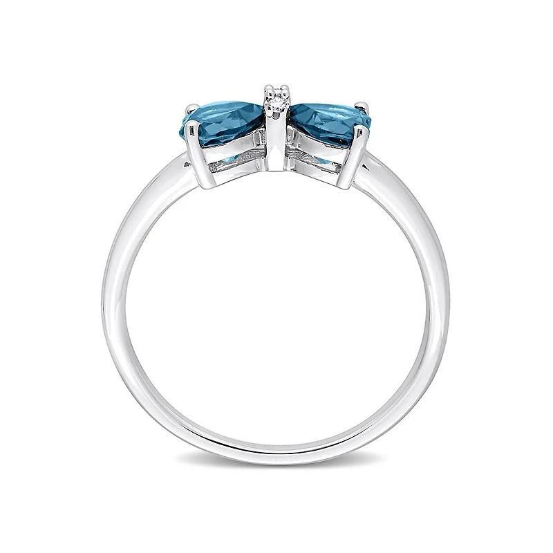 Julianna B 10K White Gold 0.015 CTW Diamond & Blue Topaz Ring