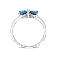 Julianna B 10K White Gold 0.015 CTW Diamond & Blue Topaz Ring