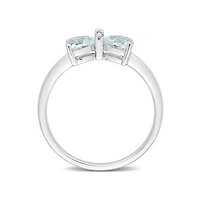Julianna B 10K White Gold 0.015CT Diamond & marine Ring
