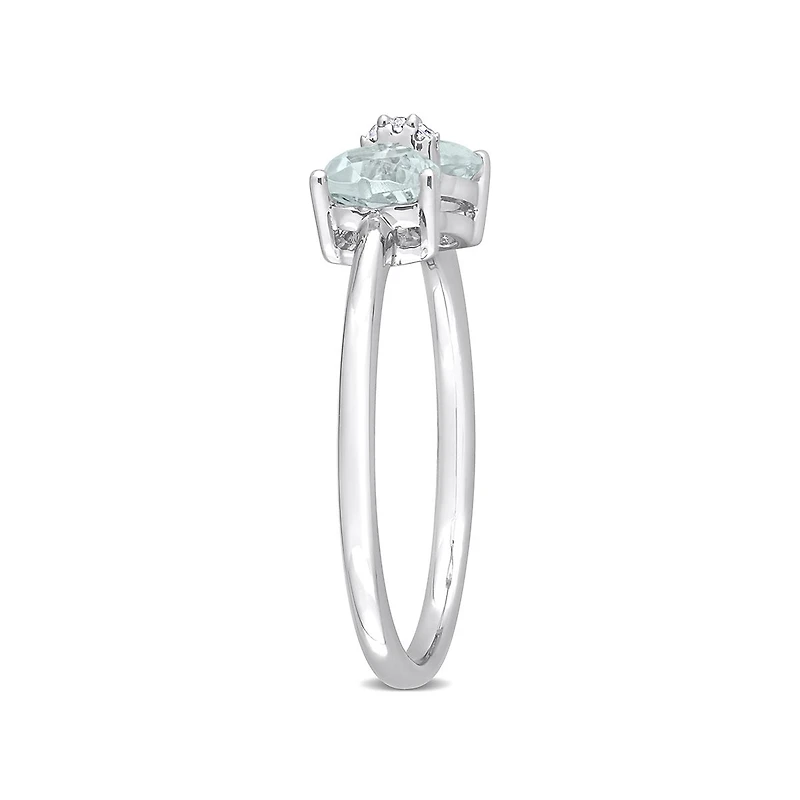 Julianna B 10K White Gold 0.015CT Diamond & marine Ring