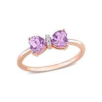 Julianna B 10K Rose Gold 0.015CT Diamond & Amethyst Ring