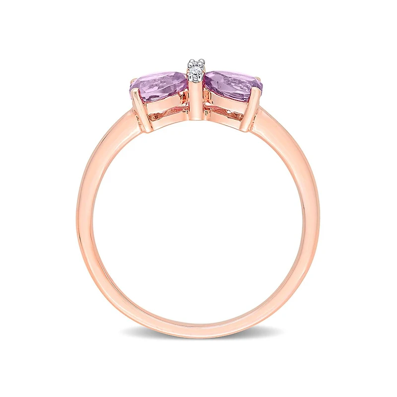 Julianna B 10K Rose Gold 0.015CT Diamond & Amethyst Ring