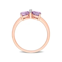 Julianna B 10K Rose Gold 0.015CT Diamond & Amethyst Ring