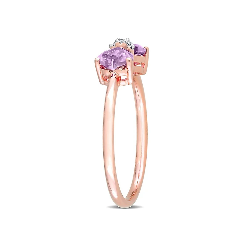 Julianna B 10K Rose Gold 0.015CT Diamond & Amethyst Ring