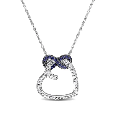 Julianna B 10K White Gold Sapphire Fashion Pendant With Chain
