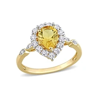 Julianna B 10K Yellow Gold 0.02CTW Diamond, Citrine & White Topaz Ring